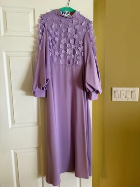 SHEIN Lavender Maxi Dress with 3D Floral Appliqué